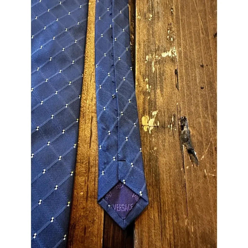 Gianni Versace Necktie Neck Tie Silk Designer Made In Italy Navy